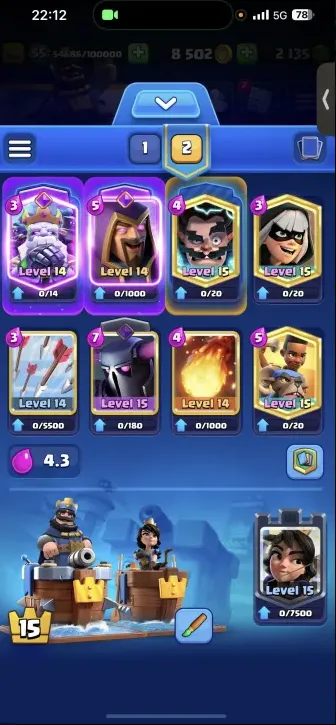 CR495 High 10k Trophies LV55 | 2K Gems | 10 Evolutions | 5 Level 15 Cards | 56 Level 14 Cards | Electro Wizard, Bandit, P.E.K.K.A, Firecracker, Wizard, Archer Queen